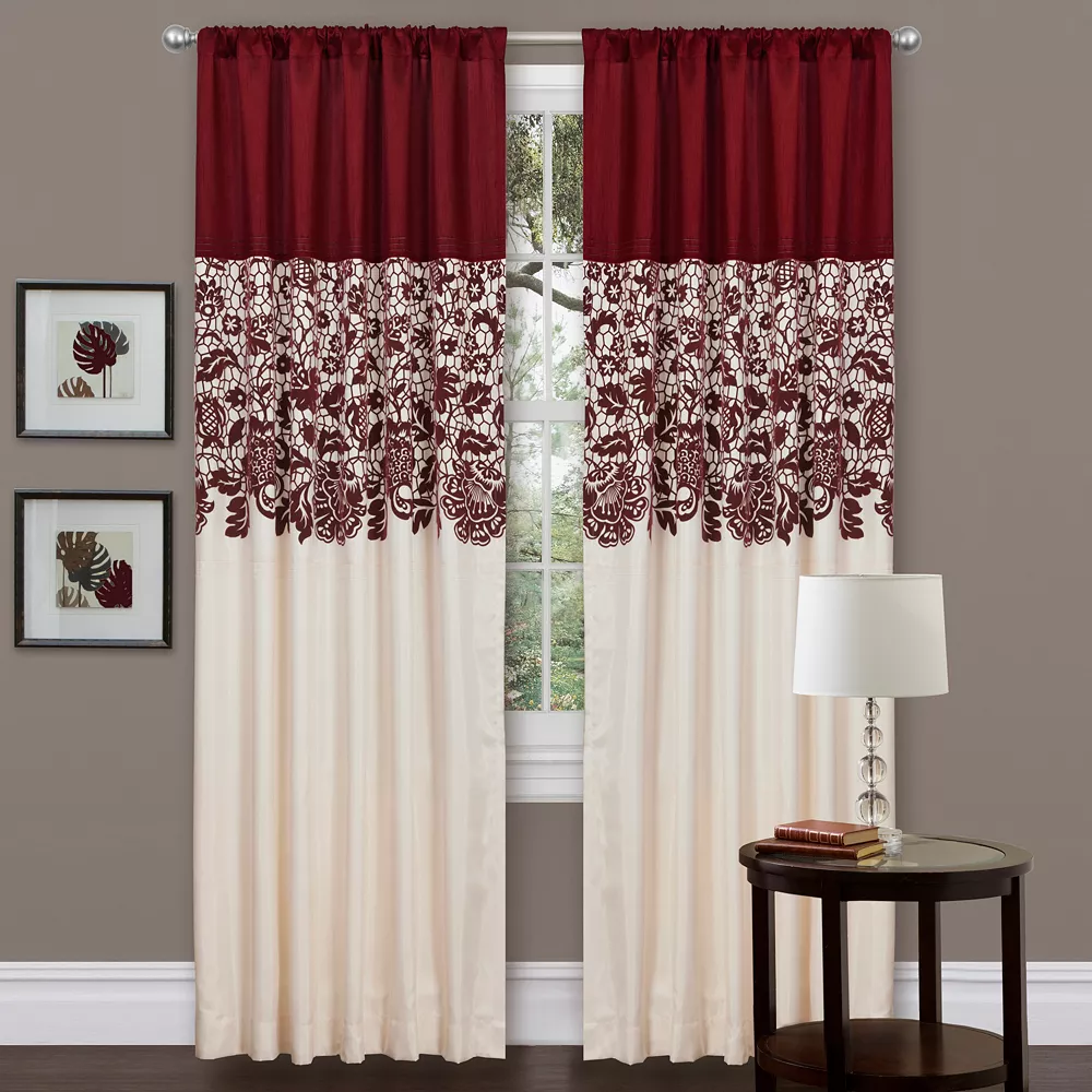 Lush Décor Lush Decor Estate Garden Red Window Curtain Panel 3 Lush Décor Lush Decor Estate Garden Red Window Curtain Panel