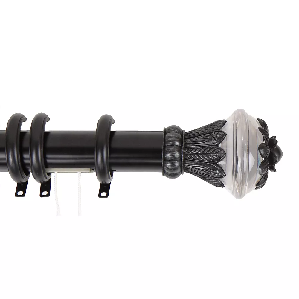 Rod Desyne Paradise Traverse Adjustable Black Curtain Rod & Rings - 30'' - 48'' 3 Rod Desyne Paradise Traverse Adjustable Black Curtain Rod & Rings - 30'' - 48''