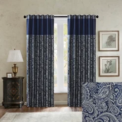 Madison Park 2-Pack Whitman Light Filtering Faux Silk Jacquard Window Curtains -Greenland Home Fashions Shop 1476013 ALT3