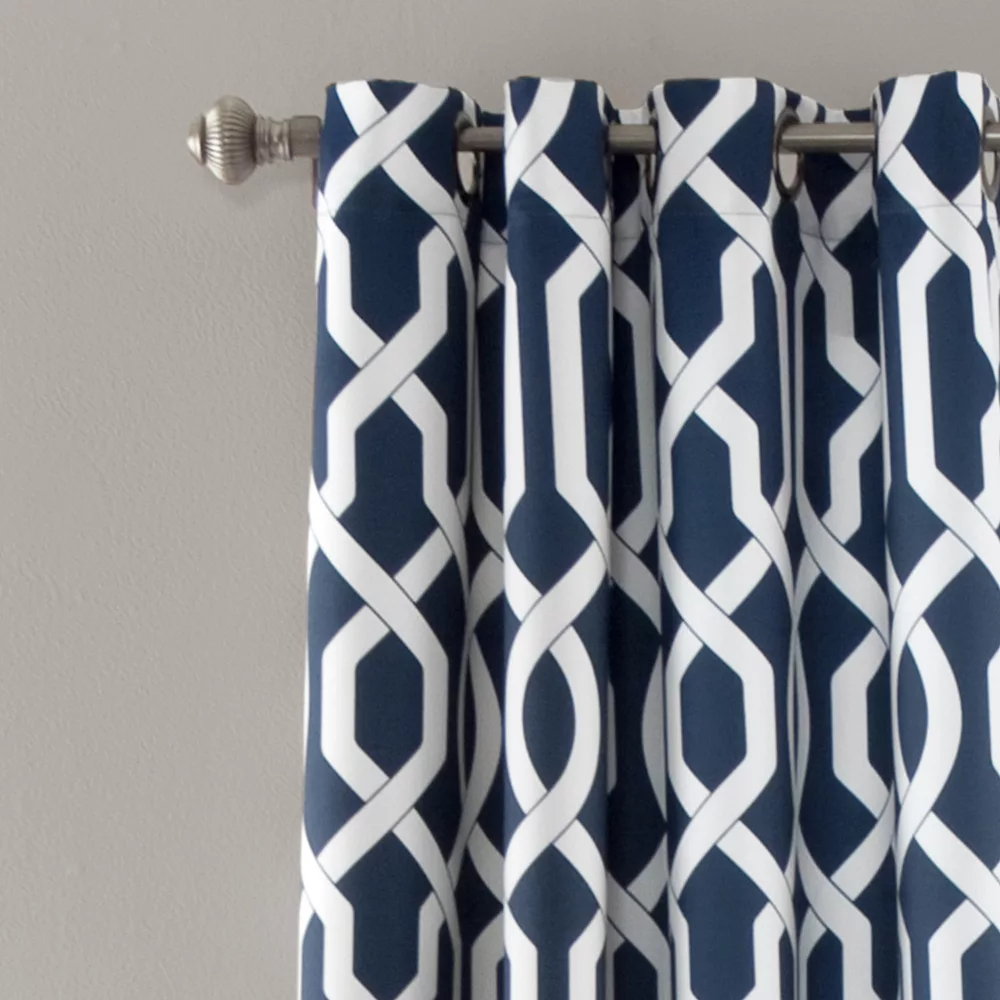 Lush Décor Lush Decor Edward Trellis Room Darkening Window Curtain Panels White/Black 52X95 Set 4 Lush Décor Lush Decor Edward Trellis Room Darkening Window Curtain Panels White/Black 52X95 Set - Image 2
