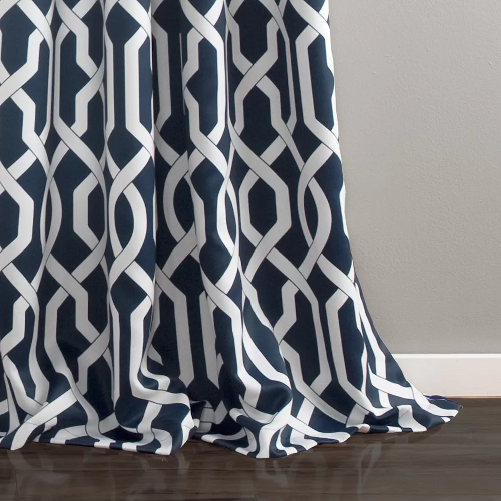 Lush Décor Lush Decor Edward Trellis Room Darkening Window Curtain Panels White/Black 52X95 Set 5 Lush Décor Lush Decor Edward Trellis Room Darkening Window Curtain Panels White/Black 52X95 Set - Image 3