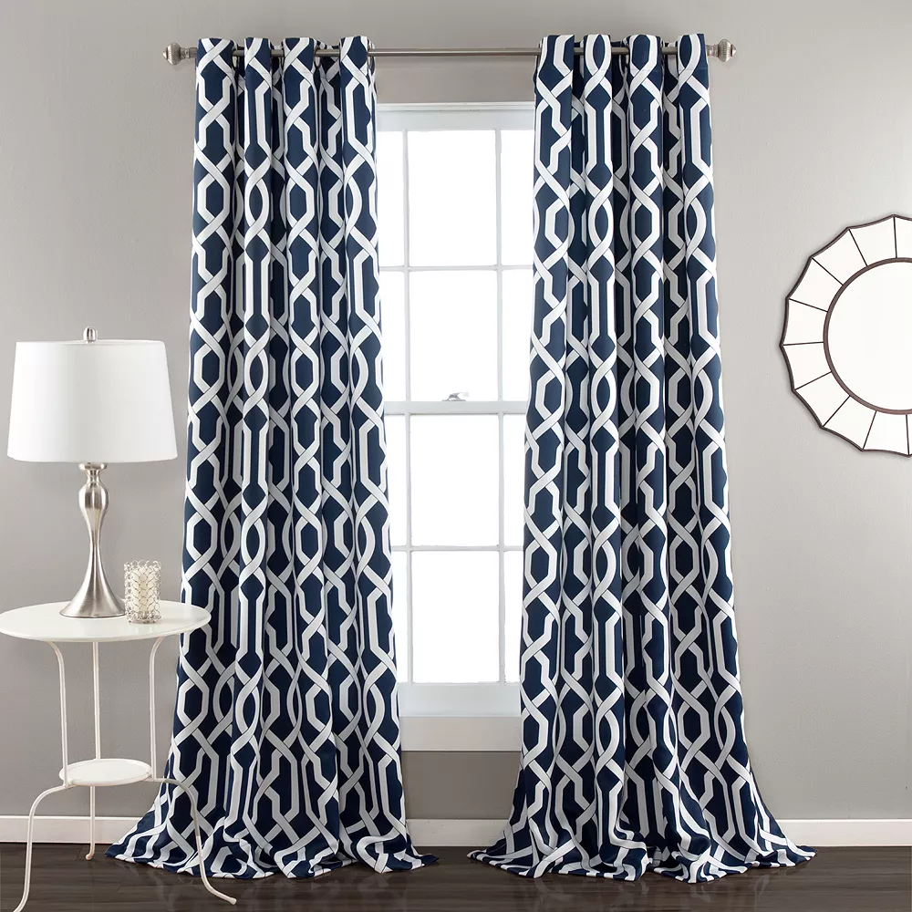 Lush Décor Lush Decor Edward Trellis Room Darkening Window Curtain Panels White/Black 52X95 Set 3 Lush Décor Lush Decor Edward Trellis Room Darkening Window Curtain Panels White/Black 52X95 Set