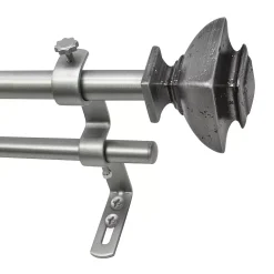Decopolitan Distressed Square Adjustable Double Curtain Rod