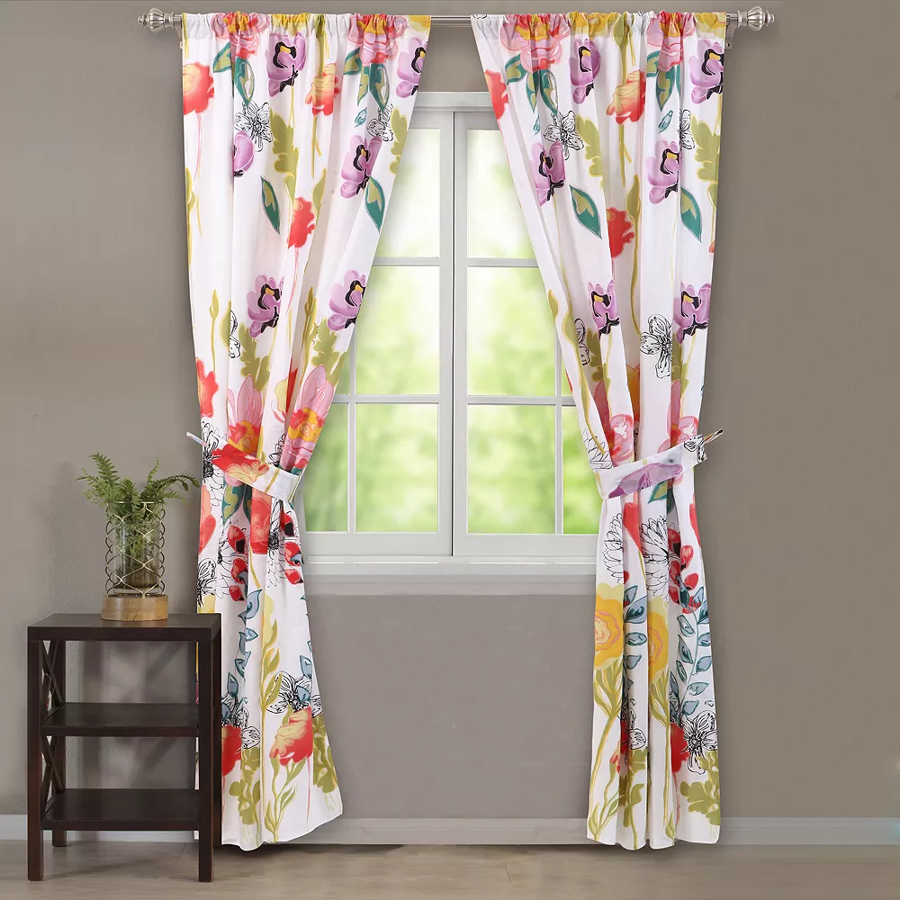 Greenland Home Fashions Watercolor Dream Window Curtain Set 4 Greenland Home Fashions Watercolor Dream Window Curtain Set - Image 2