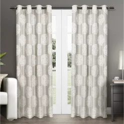 Exclusive Home 2-pack Akola Medallion Linen Jacquard Window Curtains