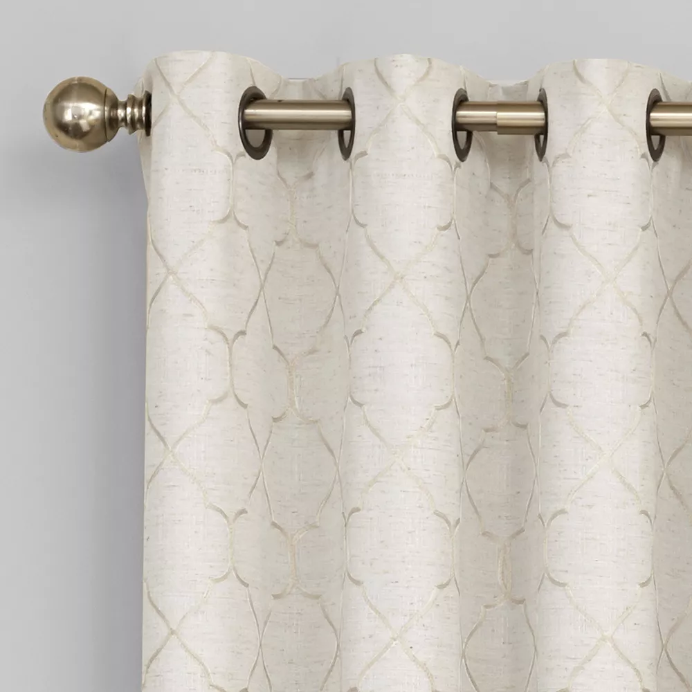 Regent Court 1-Panel Embroidered Lattice Window Curtain 5 Regent Court 1-Panel Embroidered Lattice Window Curtain - Image 3