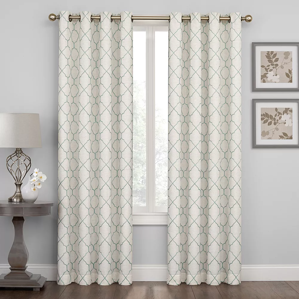 Regent Court 1-Panel Embroidered Lattice Window Curtain 3 Regent Court 1-Panel Embroidered Lattice Window Curtain