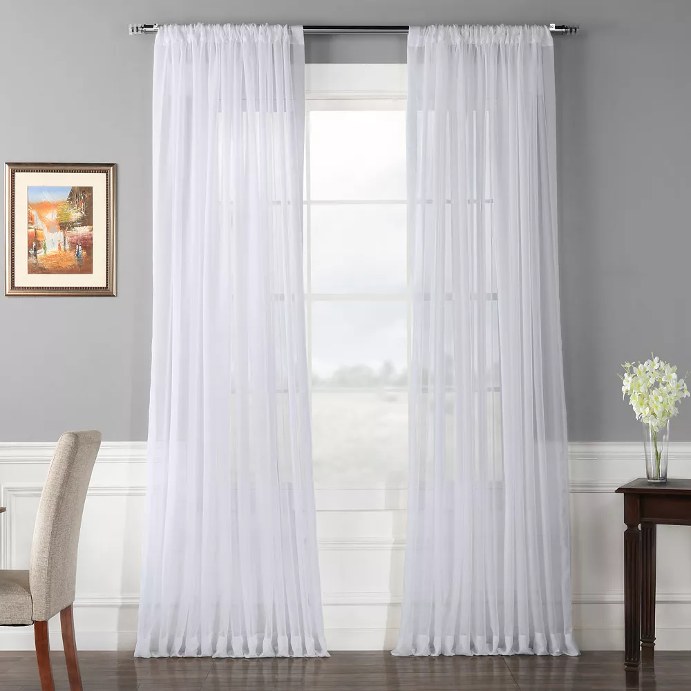 EFF 1-Panel Solid Sheer Voile Double-Wide Window Curtain 3 EFF 1-Panel Solid Sheer Voile Double-Wide Window Curtain