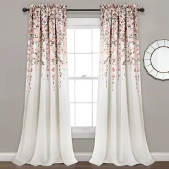 Half Moon 2 Weeping Flowers Window Curtain Panels