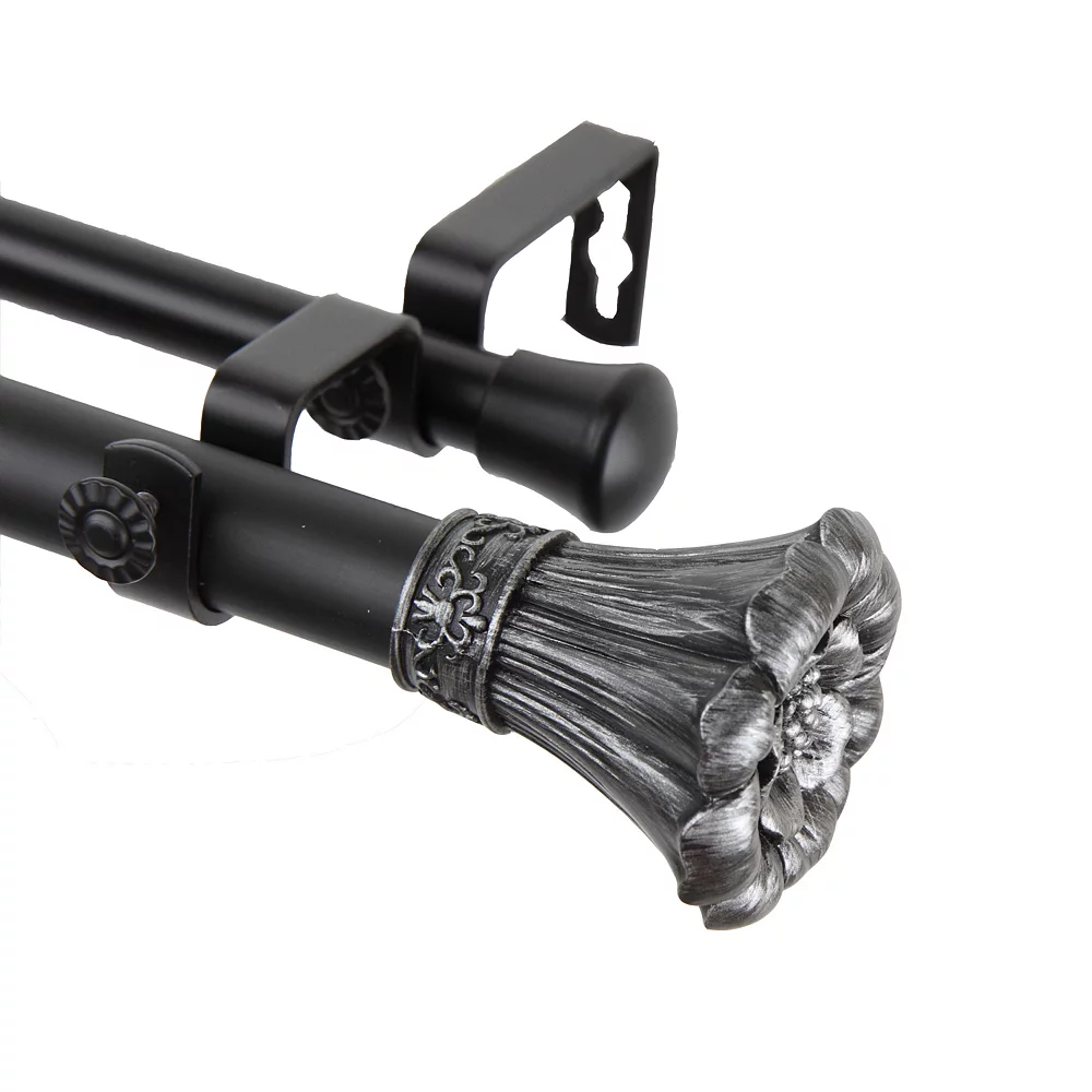 Rod Desyne Blossom Adjustable Double Curtain Rod 3 Rod Desyne Blossom Adjustable Double Curtain Rod