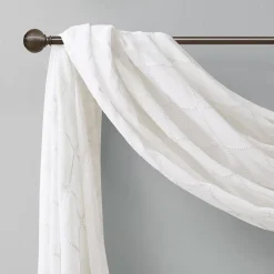 Madison Park Iris Diamond Sheer Embroidered Scarf Window Valance -Greenland Home Fashions Shop 3053233 ALT