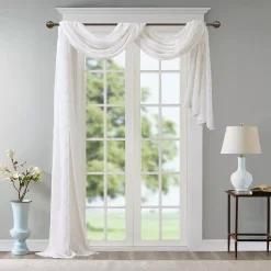 Madison Park Iris Diamond Sheer Embroidered Scarf Window Valance -Greenland Home Fashions Shop 3053233 ALT2