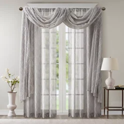 Madison Park Iris Diamond Sheer Embroidered Scarf Window Valance -Greenland Home Fashions Shop 3053233 ALT4
