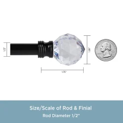 Kenney® Harris 1/2" Petite Café Decorative Window Curtain Rod, Matte Black -Greenland Home Fashions Shop 3084140 ALT4