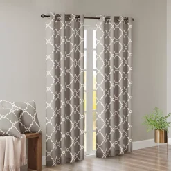 Madison Park 1-Panel Westmont Fretwork Print Light Filtering Window Curtain -Greenland Home Fashions Shop 3109521 ALT4