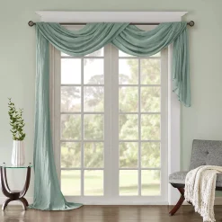 Madison Park Kaylee Solid Crushed Sheer Scarf Window Valance -Greenland Home Fashions Shop 3112395 ALT