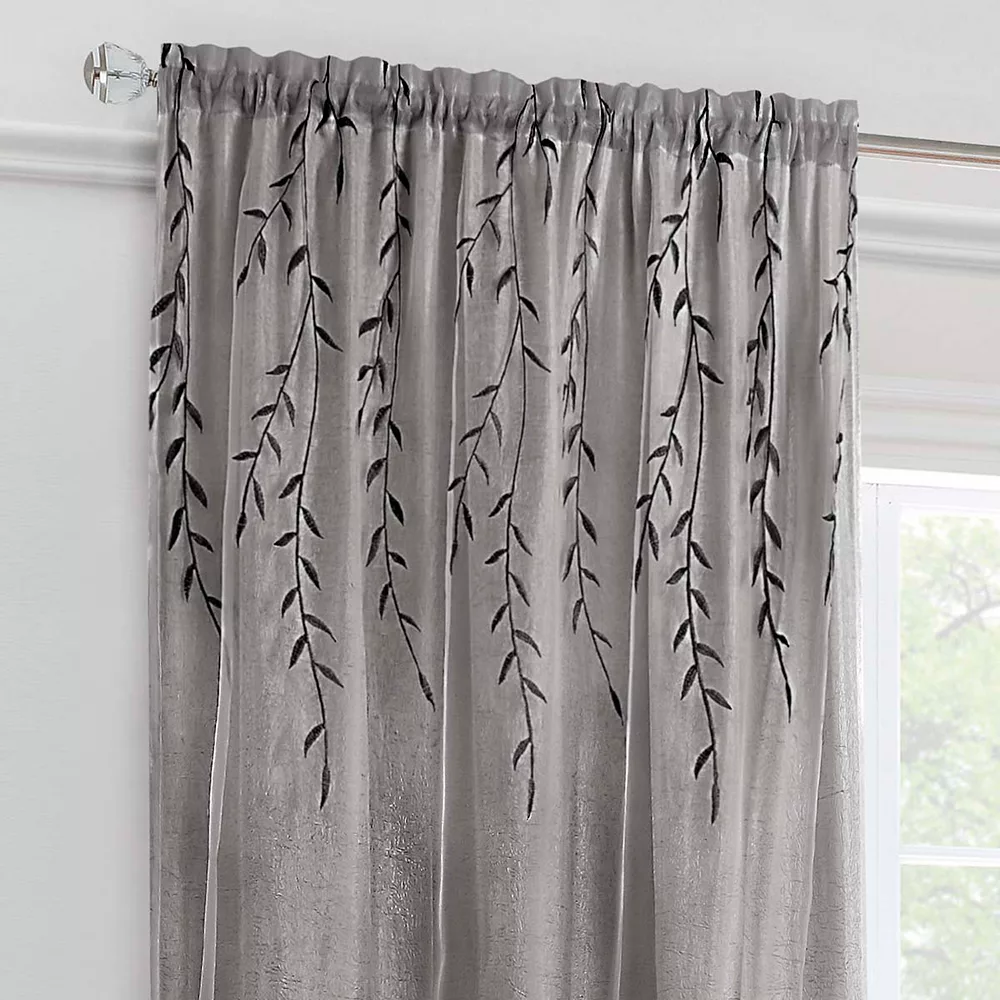 Achim 1-Panel Willow Embroidered Leaf Sheer Window Curtain 4 Achim 1-Panel Willow Embroidered Leaf Sheer Window Curtain - Image 2