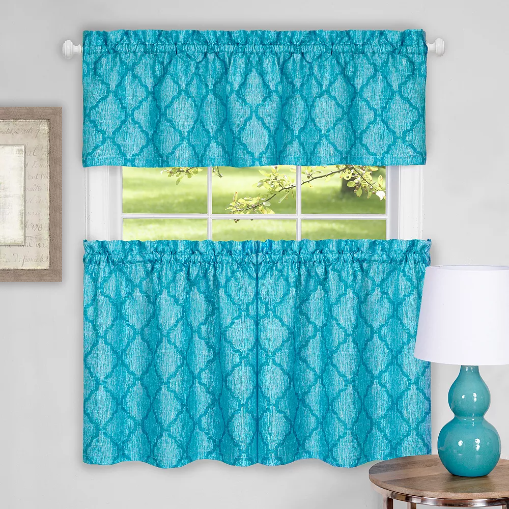 Achim Colby Trellis Tier & Valance Kitchen Curtain Set 3 Achim Colby Trellis Tier & Valance Kitchen Curtain Set