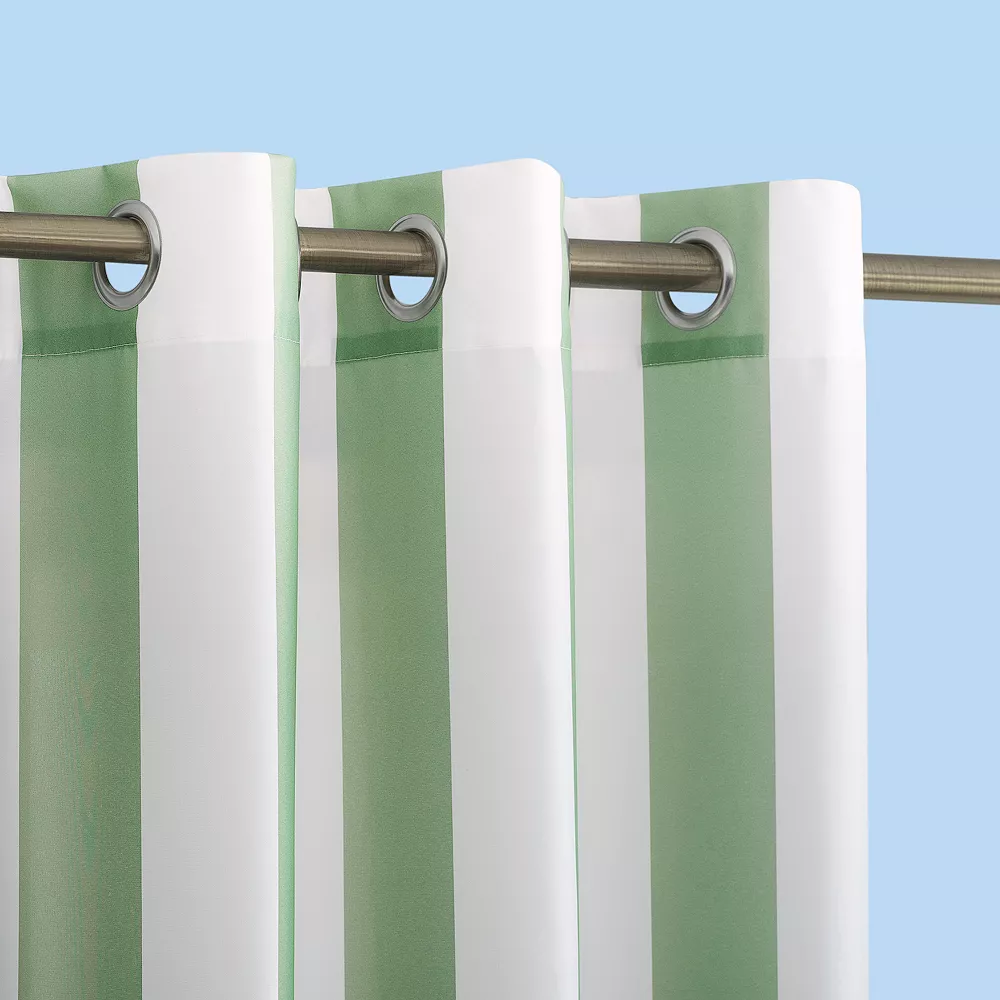 Sun Zero Valencia Indoor/Outdoor UV Protectant Cabana Stripe Grommet Curtain Panel 4 Sun Zero Valencia Indoor/Outdoor UV Protectant Cabana Stripe Grommet Curtain Panel - Image 2