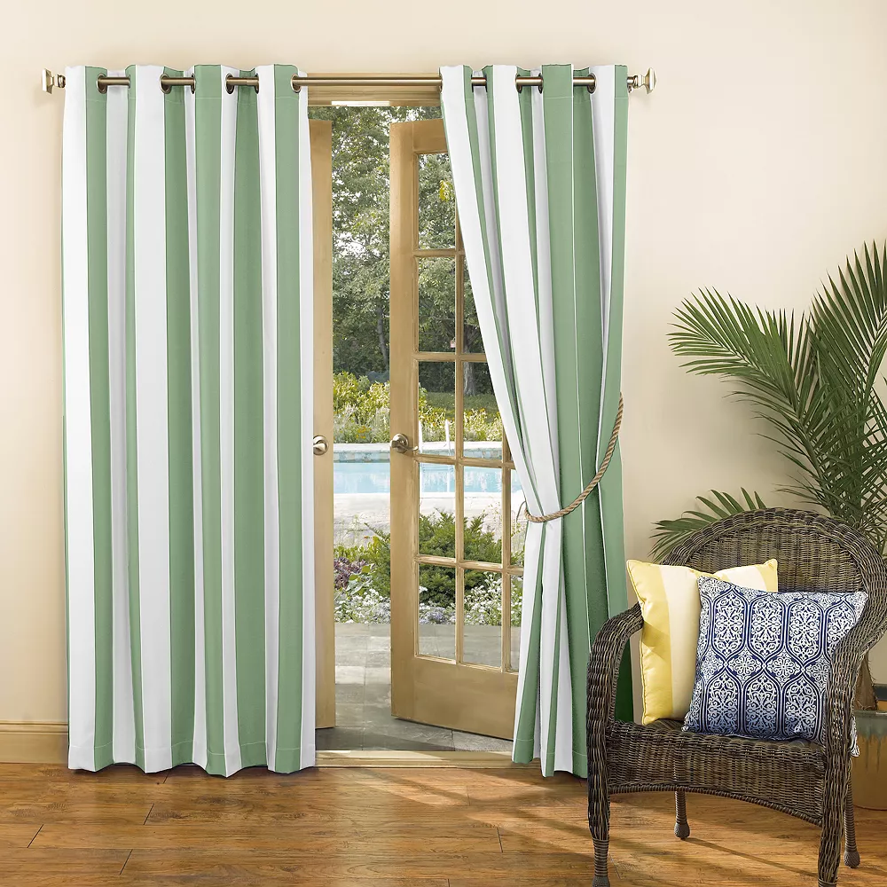 Sun Zero Valencia Indoor/Outdoor UV Protectant Cabana Stripe Grommet Curtain Panel 3 Sun Zero Valencia Indoor/Outdoor UV Protectant Cabana Stripe Grommet Curtain Panel