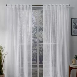 Exclusive Home Set Of 2 Belgian Sheer Hidden Tab Top Window Curtain Panels