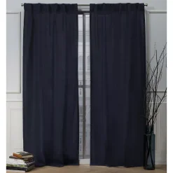 Nicole Miller NY 2-pack New York Faux Linen Slub Textured Window Curtains -Greenland Home Fashions Shop 3798387 ALT9