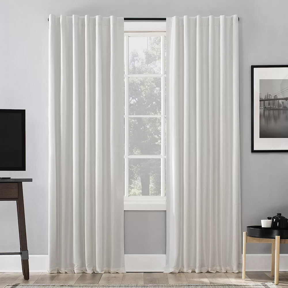 Sun Zero Evelina 100% Blackout Faux Dupioni Silk Back Tab Window Curtain 3 Sun Zero Evelina 100% Blackout Faux Dupioni Silk Back Tab Window Curtain