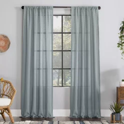 Clean Window Crushed Texture Anti-Dust Sheer Window Curtain