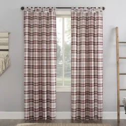 No. 918 Blair Farmhouse Plaid Semi-Sheer Tab Top Window Curtain