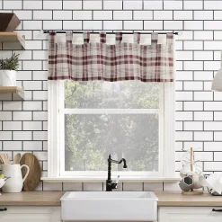 No. 918 Blair Farmhouse Plaid Semi-Sheer Tab Top Kitchen Curtain Valance & Tier Set -Greenland Home Fashions Shop 3952481 ALT5