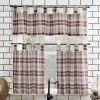 No. 918 Blair Farmhouse Plaid Semi-Sheer Tab Top Kitchen Curtain Valance & Tier Set -Greenland Home Fashions Shop 3952481 Red