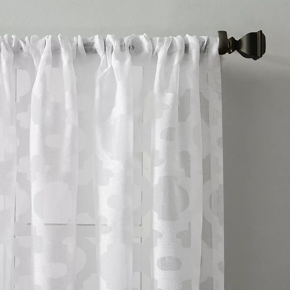 No. 918 Yvette Trellis Jacquard Sheer Rod Pocket Window Curtain 4 No. 918 Yvette Trellis Jacquard Sheer Rod Pocket Window Curtain - Image 2