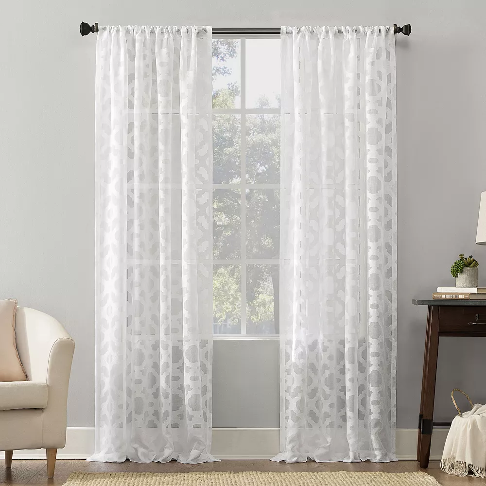 No. 918 Yvette Trellis Jacquard Sheer Rod Pocket Window Curtain 3 No. 918 Yvette Trellis Jacquard Sheer Rod Pocket Window Curtain