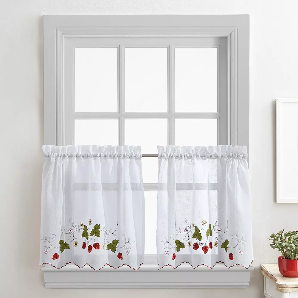 CHF Strawberry Garden Window Curtain Tier Set 3 CHF Strawberry Garden Window Curtain Tier Set
