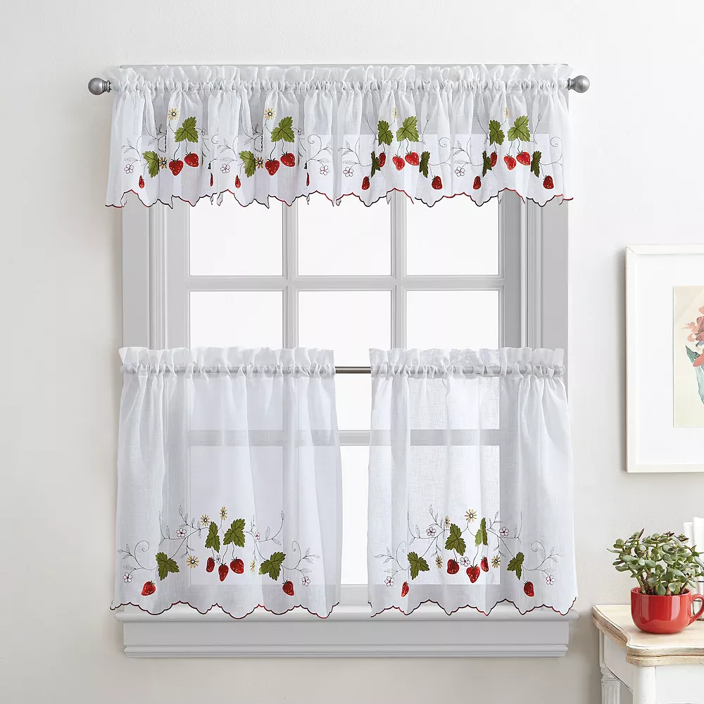 CHF Strawberry Garden Window Curtain Tier Set 4 CHF Strawberry Garden Window Curtain Tier Set - Image 2