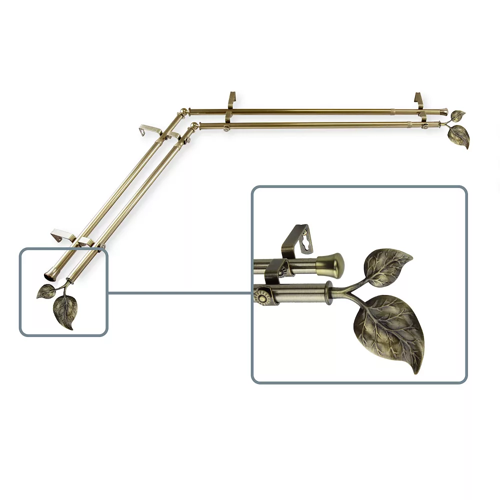 Rod Desyne 13/16" Ivy Double Corner Curtain Rod 28-48 Inch 4 Rod Desyne 13/16" Ivy Double Corner Curtain Rod 28-48 Inch - Image 2