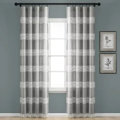 Lush Décor Lush Decor 2-pack Tucker Stripe Yarn Dyed Cotton Knotted Tassel Window Curtains