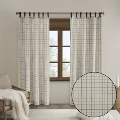 Madison Park Salford Plaid Faux Leather Tab Top Light Filtering Window Curtain 10 Madison Park Salford Plaid Faux Leather Tab Top Light Filtering Window Curtain -Greenland Home Fashions Shop 4291257 ALT2