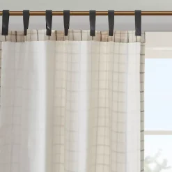 Madison Park Salford Plaid Faux Leather Tab Top Light Filtering Window Curtain 11 Madison Park Salford Plaid Faux Leather Tab Top Light Filtering Window Curtain -Greenland Home Fashions Shop 4291257 ALT4