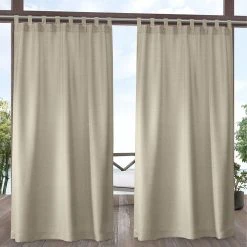 Exclusive Home 2-pack Biscayne Indoor/Outdoor Two Tone Textured Tab Top Window Curtains