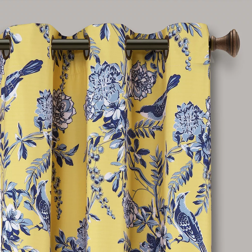 Lush Décor Lush Decor 2-pack Farmhouse Bird & Flower Insulated Grommet 100% Blackout Window Curtain Set 4 Lush Décor Lush Decor 2-pack Farmhouse Bird & Flower Insulated Grommet 100% Blackout Window Curtain Set - Image 2