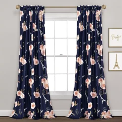 Lush Décor Lush Decor 2-pack Vintage Paris Rose Butterfly Script Window Curtain Set