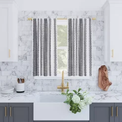 Archaeo Slub Texture Stripe Cotton Tier Curtain Pair -Greenland Home Fashions Shop 4473328 ALT3