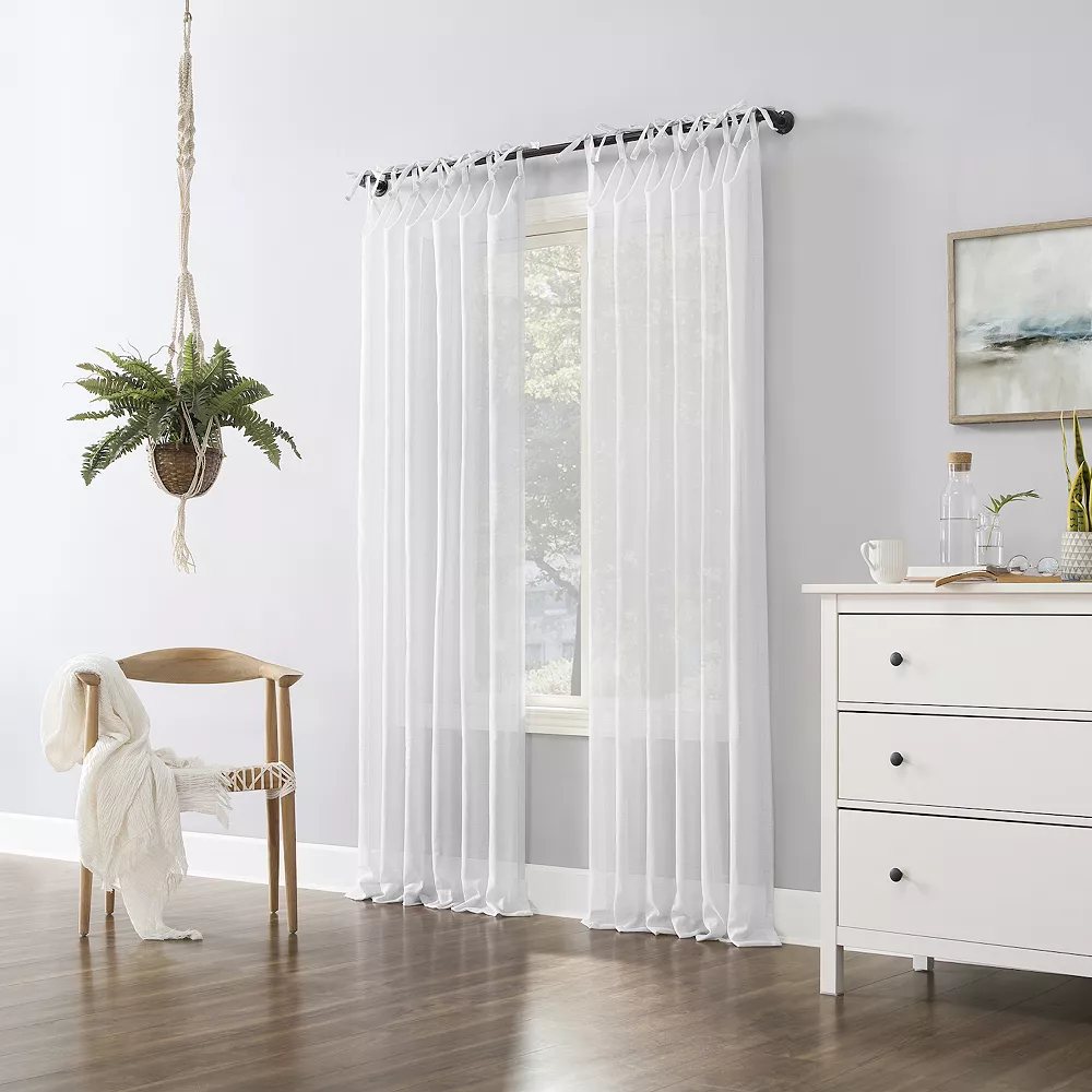 No. 918 Bethany Slub Textured Sheer Tie Top Window Curtain 6 No. 918 Bethany Slub Textured Sheer Tie Top Window Curtain - Image 4