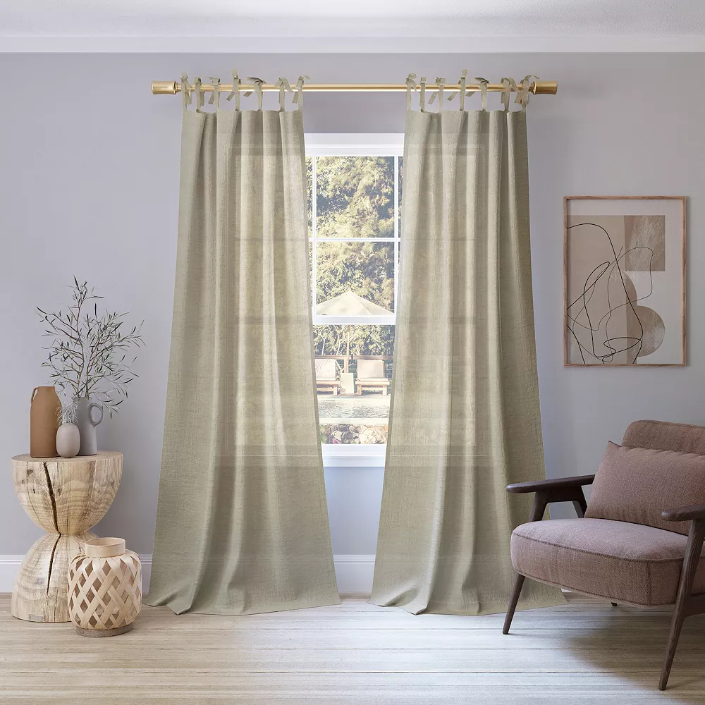No. 918 Bethany Slub Textured Sheer Tie Top Window Curtain 3 No. 918 Bethany Slub Textured Sheer Tie Top Window Curtain