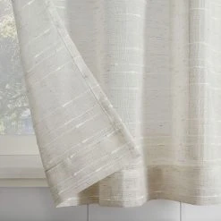Clean Window Textured Slub Stripe Anti-Dust Linen Blend Sheer Cafe Curtain Valance -Greenland Home Fashions Shop 4484527 ALT2