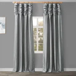 EFF Ruched Vintage Textured Faux Dupioni Silk Window Curtain