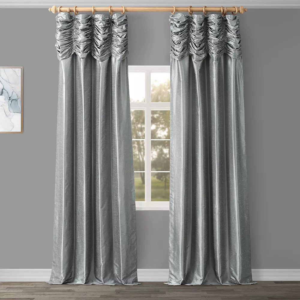 EFF Ruched Vintage Textured Faux Dupioni Silk Window Curtain 3 EFF Ruched Vintage Textured Faux Dupioni Silk Window Curtain