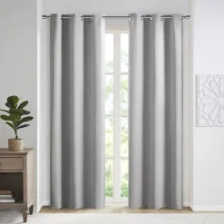 SunSmart 2-pack Brent Solid Room Darkening Triple Weave Grommet Top Window Curtain Set