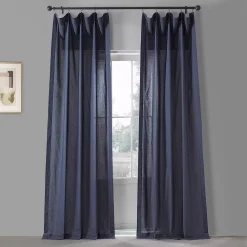 EFF Solid Classic Cotton Semi Sheer 2-pack Window Curtain Set